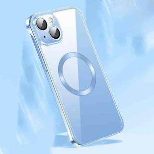 For iPhone 14 Plus Frameless Glass CD MagSafe Case (Sierra Blue)