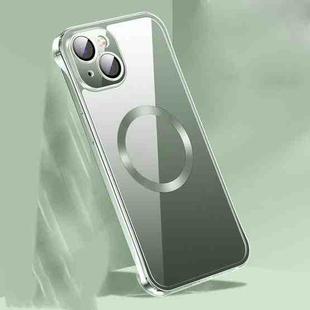 For iPhone 14 Plus Frameless Glass CD MagSafe Case (Dark Green)