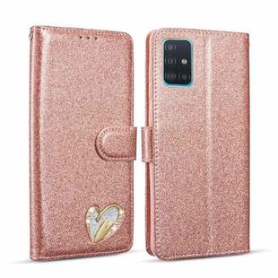 For Samsung Galaxy A51 Glitter Powder Love Leather Phone Case(Pink)