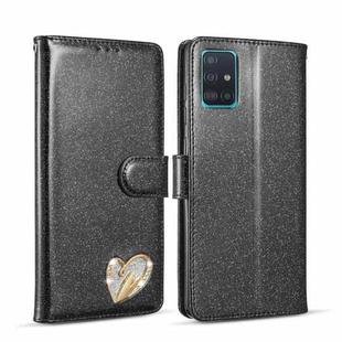 For Samsung Galaxy A51 Glitter Powder Love Leather Phone Case(Black)