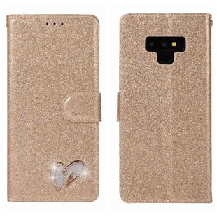 For Samsung Galaxy Note9 Glitter Powder Love Leather Phone Case(Gold)