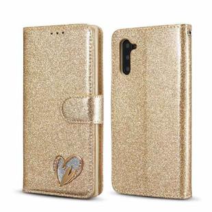 For Samsung Galaxy Note10 Glitter Powder Love Leather Phone Case(Gold)