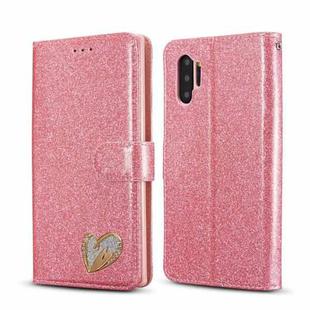 For Samsung Galaxy Note10+ Glitter Powder Love Leather Phone Case(Rose Red)