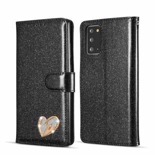 For Samsung Galaxy Note20 Glitter Powder Love Leather Phone Case(Black)