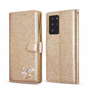 For Samsung Galaxy Note20 Ultra Glitter Powder Love Leather Phone Case(Gold)