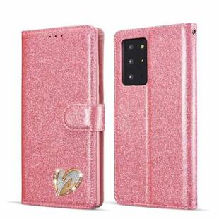 For Samsung Galaxy Note20 Ultra Glitter Powder Love Leather Phone Case(Rose Red)