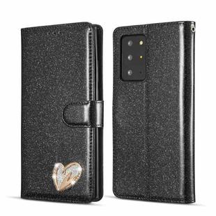 For Samsung Galaxy Note20 Ultra Glitter Powder Love Leather Phone Case(Black)