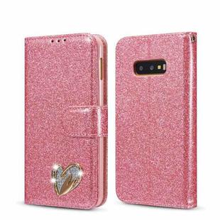 For Samsung Galaxy S10e Glitter Powder Love Leather Phone Case(Rose Red)