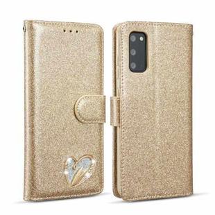 For Samsung Galaxy S20 FE Glitter Powder Love Leather Phone Case(Gold)