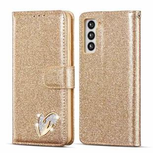 For Samsung Galaxy S21 5GGlitter Powder Love Leather Phone Case(Gold)