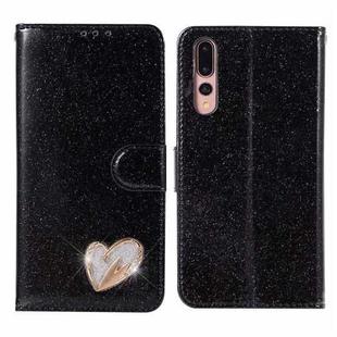 For Huawei P20 Pro Glitter Powder Love Leather Phone Case(Black)