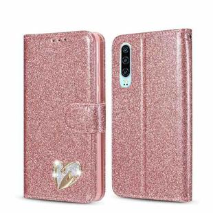 For Huawei P30 Glitter Powder Love Leather Phone Case(Pink)