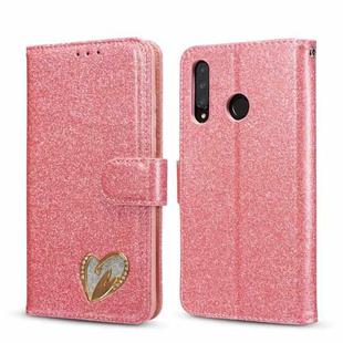 For Huawei P30 Lite Glitter Powder Love Leather Phone Case(Rose Red)