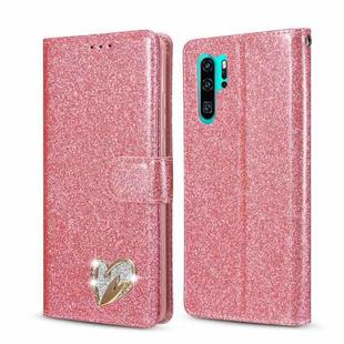 For Huawei P30 Pro Glitter Powder Love Leather Phone Case(Rose Red)