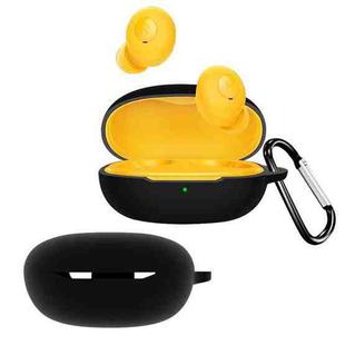 For Realme Buds Q Pure Color Bluetooth Earphone Soft Silicone Protective Case With Hook(Black)