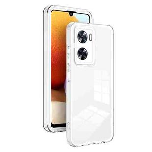 For OPPO A57 4G 2022 3 in 1 Clear TPU Color PC Frame Phone Case(White)