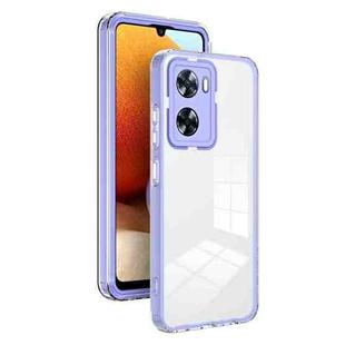 For OPPO A57 4G 2022 3 in 1 Clear TPU Color PC Frame Phone Case(Purple)