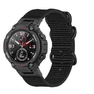 For Amazfit T-Rex / T-Rex Pro / Ares Three-ring Black Buckle Nylon Watch Band(Black)