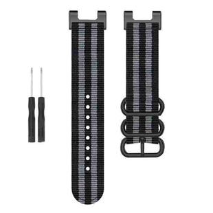 For Amazfit T-Rex / T-Rex Pro / Ares Three-ring Black Buckle Nylon Watch Band(Black Grey)