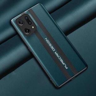 For OPPO Find X5 Pro Carbon Fiber Texture Plain Leather Phone Case(Dark Green)