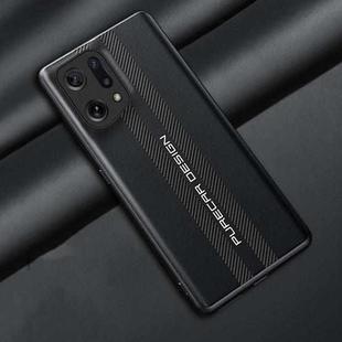 For OPPO Find X5 Pro Carbon Fiber Texture Plain Leather Phone Case(Black)