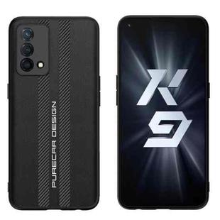 For OPPO K9 Carbon Fiber Texture Plain Leather Phone Case(Black)