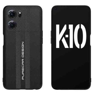 For OPPO K10 Carbon Fiber Texture Plain Leather Phone Case(Black)