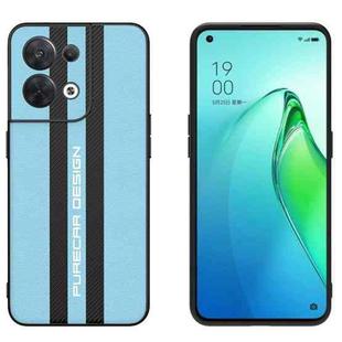 For OPPO Reno8 Carbon Fiber Texture Plain Leather Phone Case(Sky Blue)