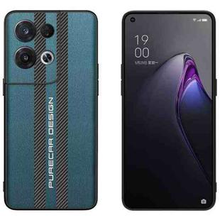 For OPPO Reno8 Pro Carbon Fiber Texture Plain Leather Phone Case(Dark Green)