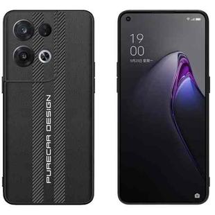 For OPPO Reno8 Pro Carbon Fiber Texture Plain Leather Phone Case(Black)