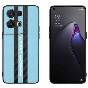 For OPPO Reno8 Pro Carbon Fiber Texture Plain Leather Phone Case(Sky Blue)