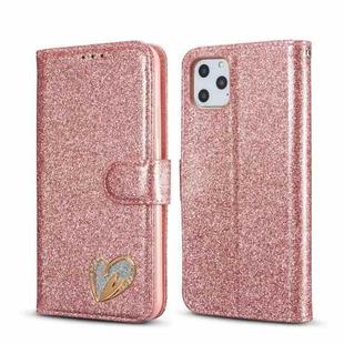 For iPhone 11 Pro Max Glitter Powder Love Leather Phone Case (Pink)