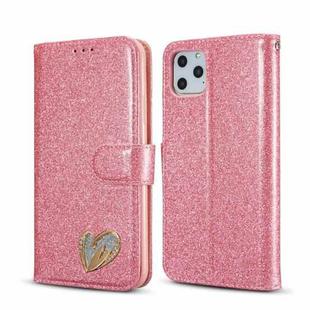 For iPhone 11 Pro Max Glitter Powder Love Leather Phone Case (Rose Red)