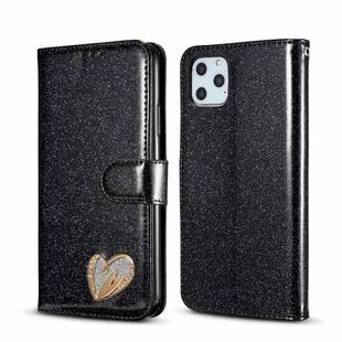 For iPhone 11 Pro Max Glitter Powder Love Leather Phone Case (Black)
