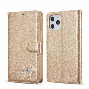 For iPhone 12 Glitter Powder Love Leather Phone Case(Gold)