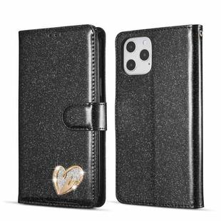 For iPhone 12 Glitter Powder Love Leather Phone Case(Black)