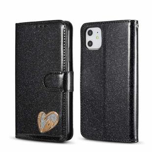 For iPhone 11 Glitter Powder Love Leather Phone Case (Black)