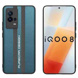 For vivo iQOO 8 Carbon Fiber Texture Plain Leather Phone Case(Dark Green)