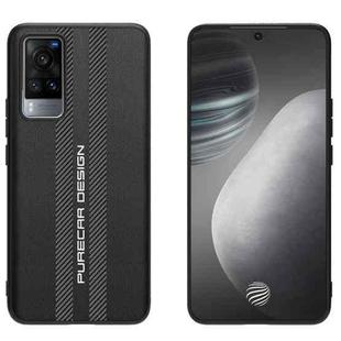 For vivo X60 Carbon Fiber Texture Plain Leather Phone Case(Black)
