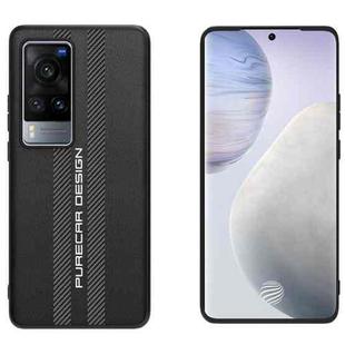 For vivo X60 Pro Carbon Fiber Texture Plain Leather Phone Case(Black)