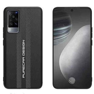 For vivo X60 Curved Screen Carbon Fiber Texture Plain Leather Phone Case(Black)