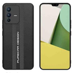 For vivo S12 Carbon Fiber Texture Plain Leather Phone Case(Black)