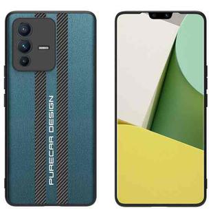 For vivo S12 Pro Carbon Fiber Texture Plain Leather Phone Case(Dark Green)