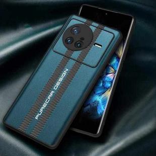 For vivo X 80 Carbon Fiber Texture Plain Leather Phone Case(Dark Green)