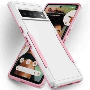 For Google Pixel 7 Pro Pioneer Armor Heavy Duty PC + TPU Phone Case(White+Pink)