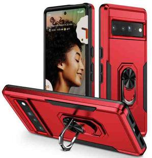 For Google Pixel 7 Pro Ring Kickstand Heavy Duty Shockproof Phone Case(Red+Black)