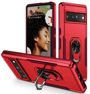 For Google Pixel 7 Pro Ring Kickstand Heavy Duty Shockproof Phone Case(Red+Rose Red)