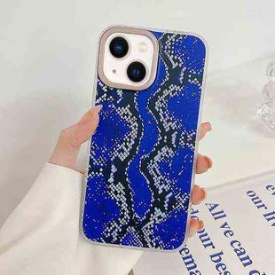 Snake Texture Dual-side Laminating TPU Phone Case For iPhone 14(Dark Blue)