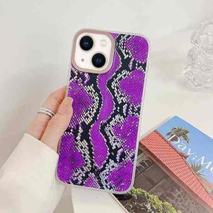 For iPhone 14 Snake Texture Dual-side Laminating TPU Phone Case (Purple)