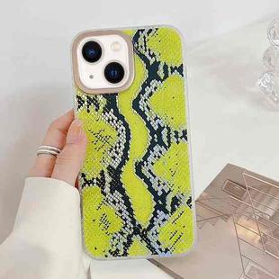 For iPhone 14 Plus Snake Texture Dual-side Laminating TPU Phone Case (Yellow)